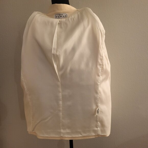 VTG Dumas Womens Ivory 100% Wool One Button Blazer Jacket Petite size 4 Preppy - Picture 7 of 12